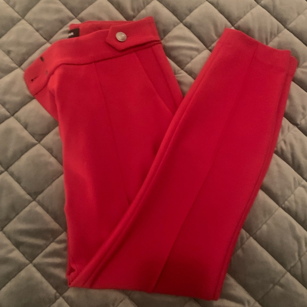 Express red skinny stretch suit pants in Kodak Red